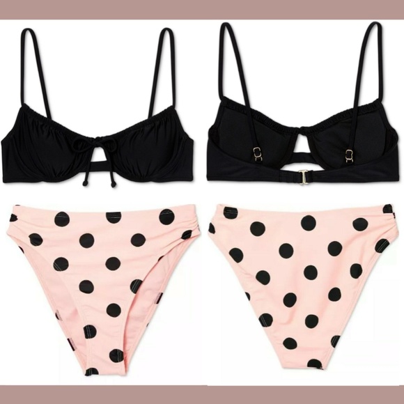 NWT Xhilaration Shirred Bikini Top ( Small ) Cheeky High Waist Bottom ( XS ) - Picture 2 of 12